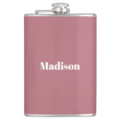 Elegant Minimalistisch Roos Goud Wit Naam Heupfles (Voorkant)