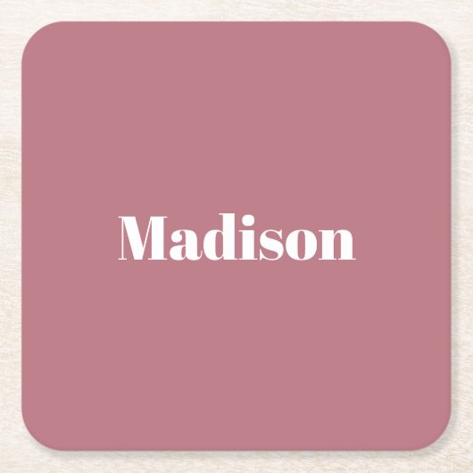 Elegant Minimalistisch Roos Goud Wit Naam Kartonnen Onderzetters (Voorkant)