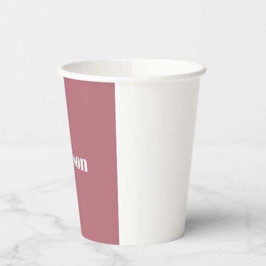 Elegant Minimalistisch Roos Goud Wit Naam Papieren Bekers (Links)