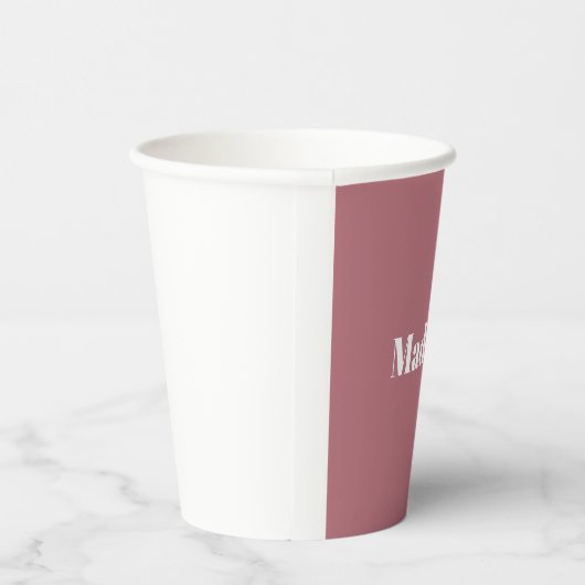 Elegant Minimalistisch Roos Goud Wit Naam Papieren Bekers (Rechts)