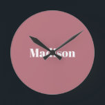 Elegant Minimalistisch Roos Goud Wit Naam Ronde Klok<br><div class="desc">Dit product was erg goed en ik hou van hoe gemakkelijk het is voor maatwerk. Het ontwerp was erg eenvoudig, dus ik ben erg blij als ik creëer.</div>