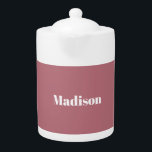 Elegant Minimalistisch Roos Goud Wit Naam Theepot<br><div class="desc">Deze sjabloon kan worden aangepast aan alle professionele beroepen.</div>