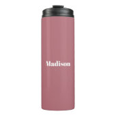 Elegant Minimalistisch Roos Goud Wit Naam Thermosbeker (Voorkant)