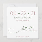 Elegant minimalistisch Roos Sage opslaan Datum Kaart (Voorkant)