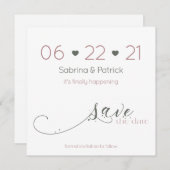 Elegant minimalistisch Roos Sage opslaan Datum Kaart (Voorkant / Achterkant)