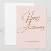 Elegant minimalistisch roze blush happy Jubileum Feestdagenkaart (Voorkant / Achterkant)