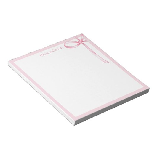 Elegant minimalistisch roze boog monogram notitieblok (Schuin)