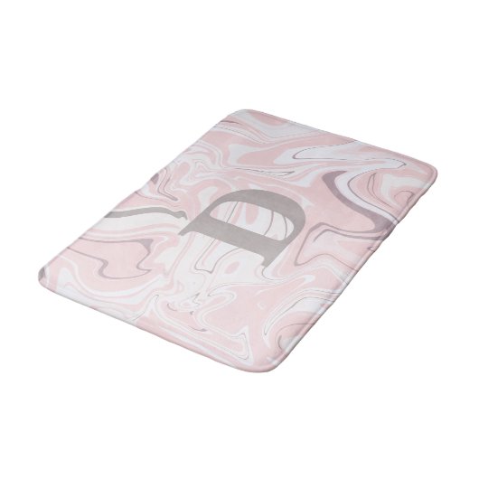 Elegant minimalistisch roze en witte marmer badmat (Gekanteld)
