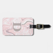 Elegant minimalistisch roze en witte marmer bagagelabel (Voorkant horizontaal)