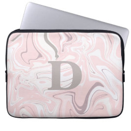 Elegant minimalistisch roze en witte marmer laptop sleeve