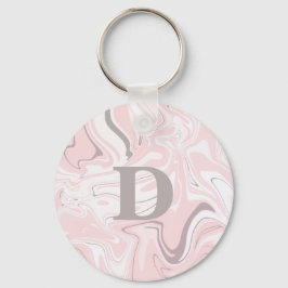 Elegant minimalistisch roze en witte marmer sleutelhanger