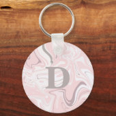Elegant minimalistisch roze en witte marmer sleutelhanger (Voorkant)