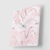 Elegant minimalistisch roze en witte marmer vierkante klok (Hoek)