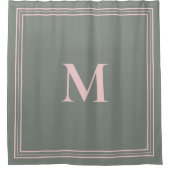Elegant minimalistisch roze groen monogram douchegordijn (Voorkant)