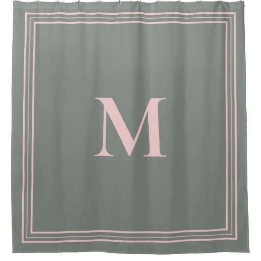 Elegant minimalistisch roze groen monogram douchegordijn (Voorkant)