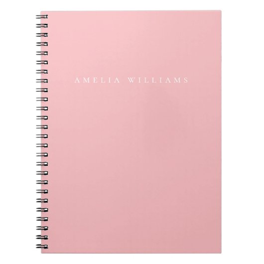 Elegant Minimalistisch Roze Monogram Notitieboek (Voorkant)
