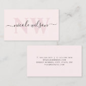Elegant minimalistisch roze monogram visitekaartje (Voorkant / Achterkant)
