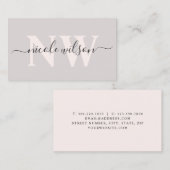Elegant minimalistisch roze monogram visitekaartje (Voorkant / Achterkant)