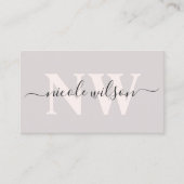 Elegant minimalistisch roze monogram visitekaartje (Voorkant)
