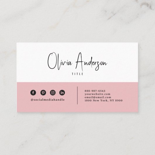 Elegant minimalistisch roze neutraal boho chic mod visitekaartje (Achterkant)