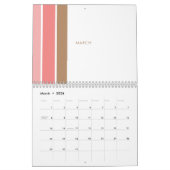 Elegant minimalistisch roze strepen kalender (Mar 2026)