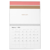 Elegant minimalistisch roze strepen kalender (Feb 2026)