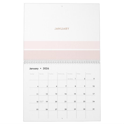Elegant minimalistisch roze strepen kalender (Jan 2026)