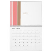 Elegant minimalistisch roze strepen kalender (Mar 2027)