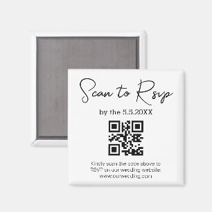 elegant minimalistisch rsvp qr code bruiloft magneet