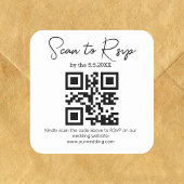 elegant minimalistisch rsvp qr code bruiloft vierkante sticker