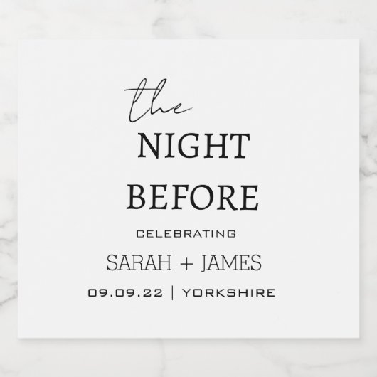 Elegant minimalistisch: 's Nachts voor feestfles Sparkling Wijnetiket (Enkel label)