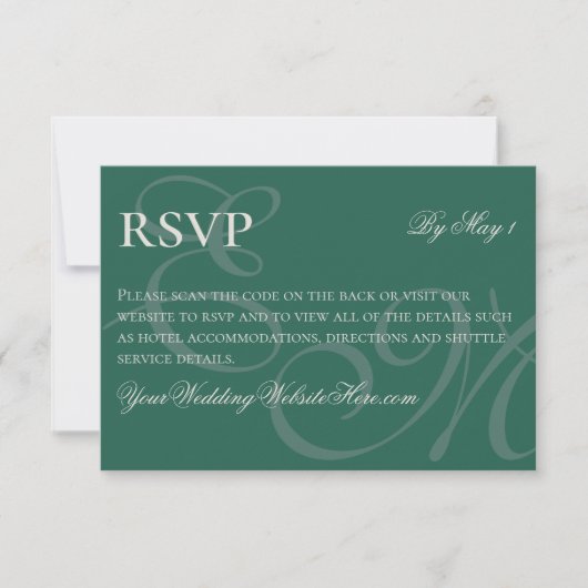 Elegant Minimalistisch Sage Groen Monogram Bruilof RSVP Kaartje (Voorkant)