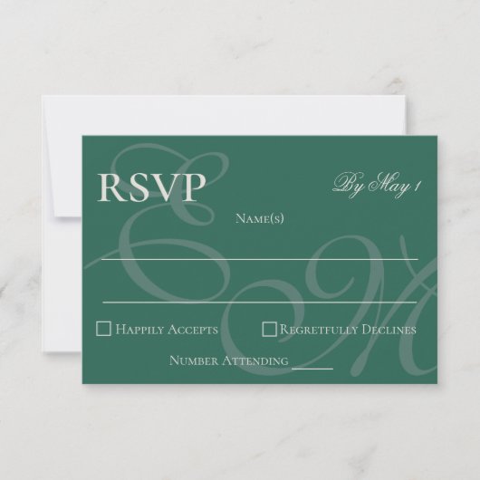 Elegant Minimalistisch Sage Groen Monogram Bruilof RSVP Kaartje (Voorkant)