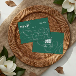 Elegant Minimalistisch Sage Groen Monogram Bruilof RSVP Kaartje