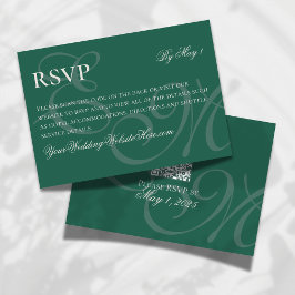 Elegant Minimalistisch Sage Groen Monogram Bruilof RSVP Kaartje