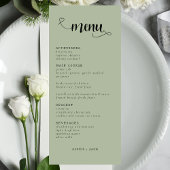 Elegant Minimalistisch Sage Groene Trouwtafel Menu