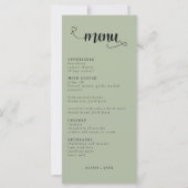 Elegant Minimalistisch Sage Groene Trouwtafel Menu (Voorkant)