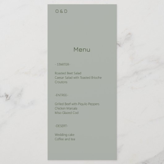 Elegant minimalistisch salie groen menu (Voorkant)