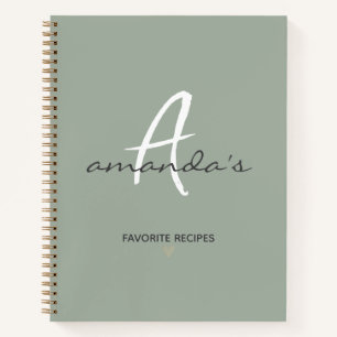 Elegant minimalistisch salie groen recept notitieboek