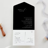 Elegant Minimalistisch Schrift | Zwart Stempel en  All In One Uitnodiging