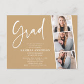 Elegant minimalistisch script 3 Foto Afstuderen |  Uitnodiging Briefkaart (Voorkant)