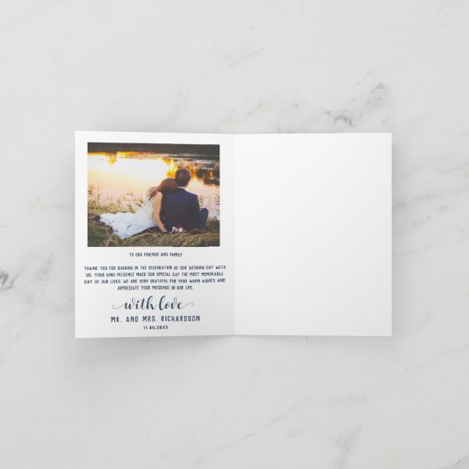 Elegant minimalistisch script aangepaste foto's vo bedankkaart (Binnen)