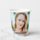 Elegant minimalistisch script Afstuderen Foto Part Papieren Bekers (Achterkant)