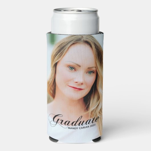 Elegant minimalistisch script Afstuderen Foto Part Seltzer Blikjeskoeler (Seltzer Achterkant)