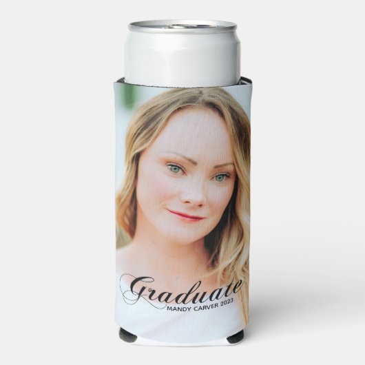 Elegant minimalistisch script Afstuderen Foto Part Seltzer Blikjeskoeler (Seltzer Voorkant)