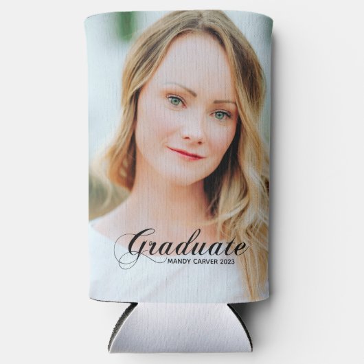 Elegant minimalistisch script Afstuderen Foto Part Seltzer Blikjeskoeler (Voorkant)