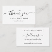 Elegant minimalistisch script bedankt visitekaartje (Voorkant / Achterkant)