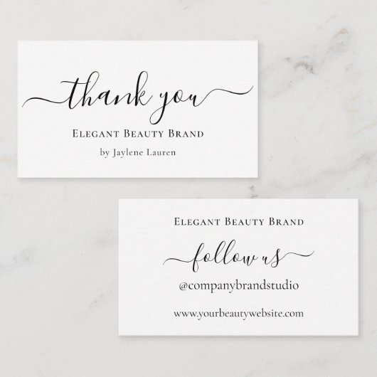 Elegant minimalistisch script bedankt visitekaartje (Voorkant / Achterkant)