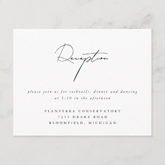 Elegant Minimalistisch script Black Weduwen Recept Informatiekaartje (Voorkant)