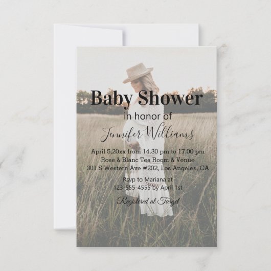 Elegant minimalistisch script Boho Photo baby show Kaart (Voorkant)